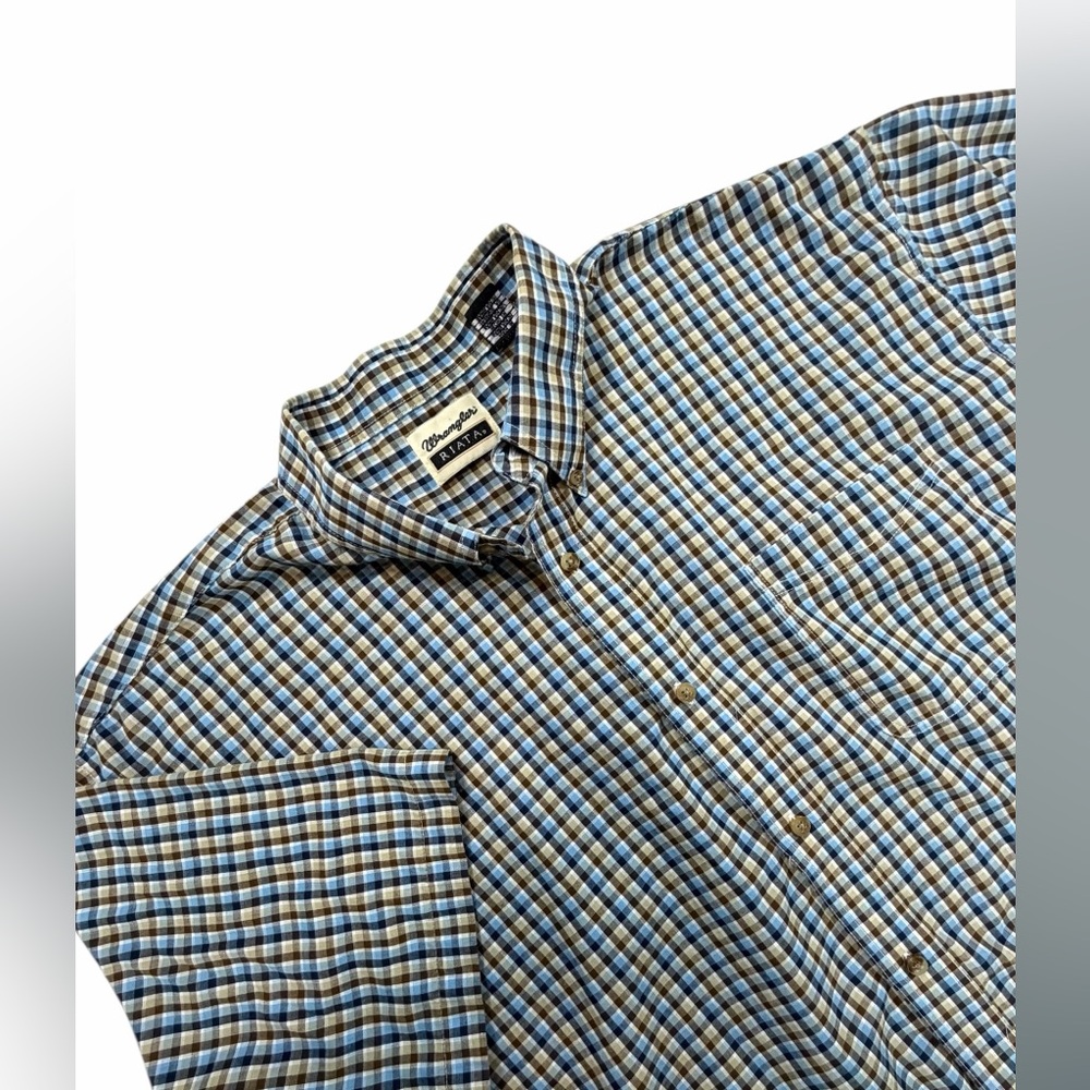 Wrangler Riata Plaid Button Down Shirt Men’s 3X Short Sleeve